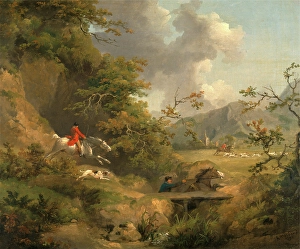 Foxhunting in Hilly Country Signed and dated, black paint, lower right: G Foxhunting in Hilly Country Signed and dated, black paint, lower right: G