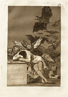 Francisco de Goya, El sueno de la razon produce monstruos (The Sleep of Reason Produces Francisco de Goya, El sueno de la razon produce monstruos (The Sleep of Reason Produces