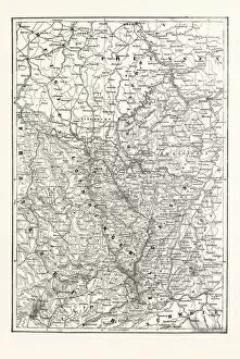 Franco Prussian War Gallery: Franco-Prussian War: Map of Alsace and Lorraine, Counties Given to the German Empire 1870