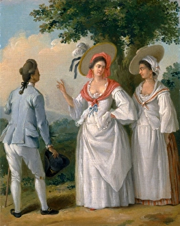 Free West Indian Creoles in Elegant Dress, Agostino Brunias, 1728-1796, Italian Free West Indian Creoles in Elegant Dress, Agostino Brunias, 1728-1796, Italian