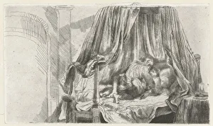 French bed crib bed curtains Man woman cohabiting French bed crib bed curtains Man woman cohabiting