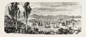 The French fleet passing the Bosphorus, between Scutari and Constantinople (Istanbul)