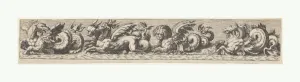 Frieze Sea Monsters 1580-1600 Engraving Sheet Frieze Sea Monsters 1580-1600 Engraving Sheet