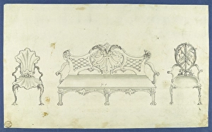 Two Garden Chairs Long Seat Chippendale Drawings Two Garden Chairs Long Seat Chippendale Drawings