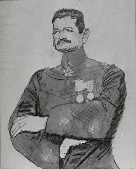 General Mangin 1915 Charcoal ink wash paper H General Mangin 1915 Charcoal ink wash paper H