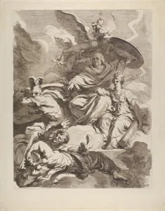 Genius Franklin 1778 Etching printed brown ink Genius Franklin 1778 Etching printed brown ink