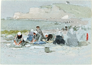 George Henry Boughton, Washerwomen on the Beach at Etretat, British, 1833 - 1905
