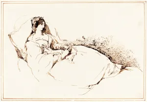 George Jones (British, 1786 - 1869), A Woman Reclining on a Cushion, pen and brown George Jones (British, 1786 - 1869), A Woman Reclining on a Cushion, pen and brown