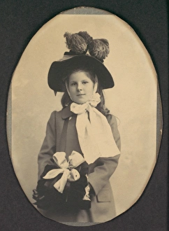 Girl Walking Costume Hat Muff 1890s Gelatin silver print Girl Walking Costume Hat Muff 1890s Gelatin silver print
