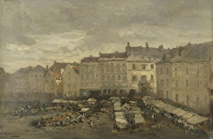 Grand Sablon Brussels View market stalls square Grand Sablon Brussels View market stalls square