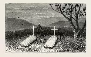 Graves Gallery: Graves of Lieut. Scott Douglas and Corporal Cotter at Kwamagaza, Zulu War, Engraving 1879