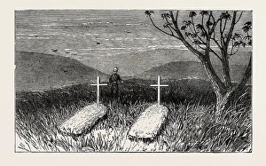 Graves Gallery: Graves of Lieut. Scott Douglas and Corporal Cotter at Kwamagaza, Zulu War, Engraving 1879