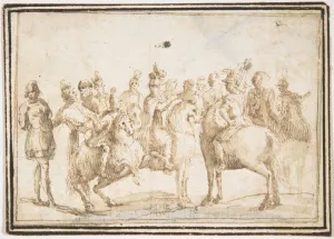 Group Horsemen 1624-63 Pen brown ink Framing lines Group Horsemen 1624-63 Pen brown ink Framing lines