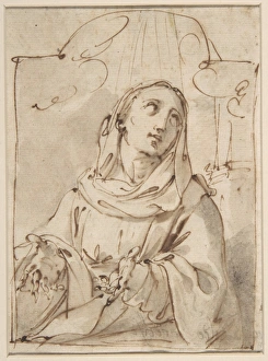 Half Figure Female Saint 1728-81 Pen brown ink Half Figure Female Saint 1728-81 Pen brown ink