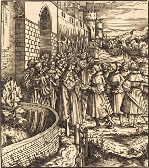 Hans Burgkmair I (German, 1473 - 1531), The Swiss Embassy against the Blue King, woodcut Hans Burgkmair I (German, 1473 - 1531), The Swiss Embassy against the Blue King, woodcut