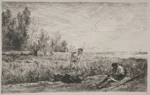Hay original impression 1862 printed 1921 Charles Francois Daubigny Hay original impression 1862 printed 1921 Charles Francois Daubigny