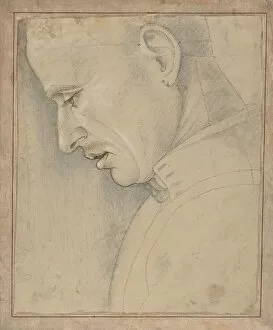 Fifteenth Century Gallery: Head Man Profile 1490s Black chalk pen brown ink