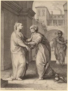 Hendrik Goltzius in the style of Parmigianino (Dutch, 1558 - 1617), The Visitation Hendrik Goltzius in the style of Parmigianino (Dutch, 1558 - 1617), The Visitation