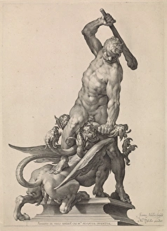 Hercules kills the Hydra of Lerna, Jan Harmensz. Muller, Nicolaes Visscher (I), 1633-1679 Hercules kills the Hydra of Lerna, Jan Harmensz. Muller, Nicolaes Visscher (I), 1633-1679