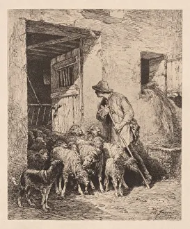Herd Exits La Sortie du Troupeau 1876 Charles-Emile Jacque Herd Exits La Sortie du Troupeau 1876 Charles-Emile Jacque