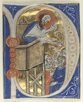 Historiated Initial Excised Bible St. Paul Preaching Historiated Initial Excised Bible St. Paul Preaching