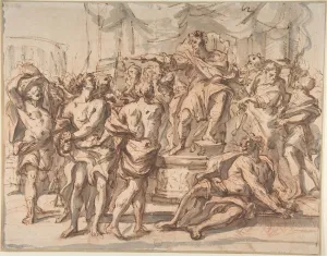 Historical Scene 17th century Pen brown ink red chalk Historical Scene 17th century Pen brown ink red chalk