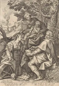 Holy Family, accompanied by Catherine of Alexandria, Hieronymus Wierix, Johannes Holy Family, accompanied by Catherine of Alexandria, Hieronymus Wierix, Johannes