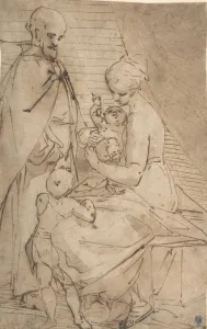 Holy Family Infant Baptist 1527-85 Pen brown ink Holy Family Infant Baptist 1527-85 Pen brown ink