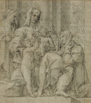 Holy Family with Saint John the Baptist Adored by an Unidentifie Holy Family with Saint John the Baptist Adored by an Unidentifie