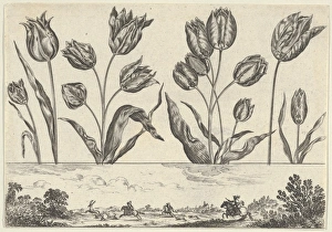 Horizontal Panel Row Flowers Frieze Hunting Scene Horizontal Panel Row Flowers Frieze Hunting Scene