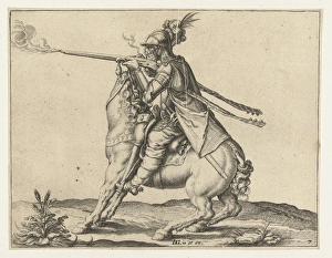 Horseman fires a shot with a harquebus, Jacob de Gheyn II, 1599 Horseman fires a shot with a harquebus, Jacob de Gheyn II, 1599