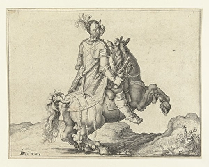 Horseman with gun, seen from the back, Jacob de Gheyn II, 1599 Horseman with gun, seen from the back, Jacob de Gheyn II, 1599