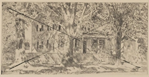 House Main Street Easthampton 1923 Etching proof House Main Street Easthampton 1923 Etching proof