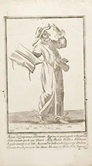 Il Dottore Italian theater prints Etching 17th century Il Dottore Italian theater prints Etching 17th century