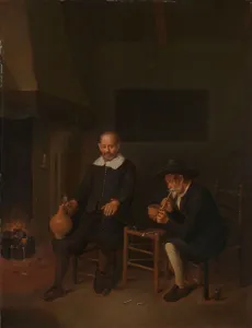 Interior Two Men Fireside two old men sitting Interior Two Men Fireside two old men sitting