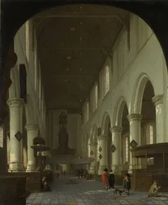 Interior of the Oude Kerk in Delft from the Choir toward the Portal, The Netherlands Interior of the Oude Kerk in Delft from the Choir toward the Portal, The Netherlands