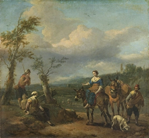 Italian Landscape with Figures, Johannes Lingelbach, 1650 - 1674 Italian Landscape with Figures, Johannes Lingelbach, 1650 - 1674