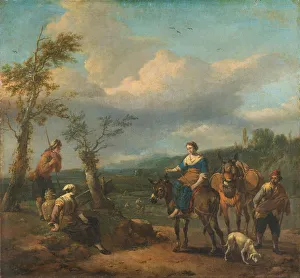 Italian Landscape Figures woman donkey chat shepherd Italian Landscape Figures woman donkey chat shepherd
