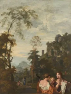 Italian Landscape three Women Music Decoration Italian Landscape three Women Music Decoration