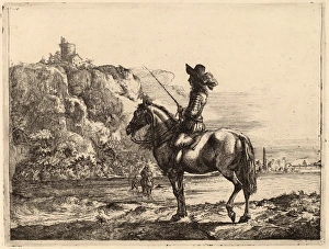Jacob Duck (Dutch, c. 1600 - 1667), River Landscape with Horseman, etching Jacob Duck (Dutch, c. 1600 - 1667), River Landscape with Horseman, etching