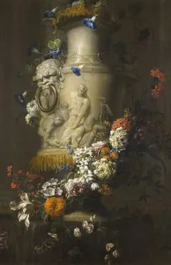 Jean-Baptiste Monnoyer Marble Vase Garland Flowers Jean-Baptiste Monnoyer Marble Vase Garland Flowers