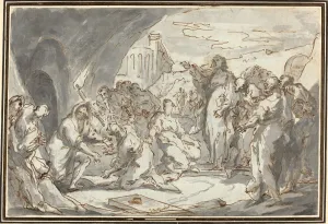 Jean-Baptiste Van Loo (French, 1684 - 1745), The Raising of Lazarus, pen and brown Jean-Baptiste Van Loo (French, 1684 - 1745), The Raising of Lazarus, pen and brown