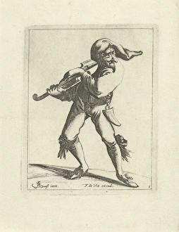 Jester with a violin, print maker: Pieter Jansz. Quast, Frederik de Wit, 1639 - 1706 Jester with a violin, print maker: Pieter Jansz. Quast, Frederik de Wit, 1639 - 1706