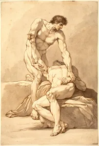 Johann Heinrich Lips, Swiss (1758-1817), Two Naked Men, pen and brown ink with brown Johann Heinrich Lips, Swiss (1758-1817), Two Naked Men, pen and brown ink with brown