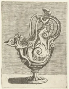 Jug in the form of a snail shell, Balthazar van den Bos, Cornelis Floris (II), Hieronymus Jug in the form of a snail shell, Balthazar van den Bos, Cornelis Floris (II), Hieronymus