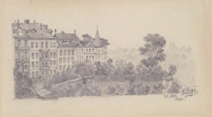 Junkerngasse Bern 1893 Graphite paper mounted Junkerngasse Bern 1893 Graphite paper mounted
