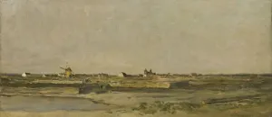 Landscape Flat landscape left mill distance village Landscape Flat landscape left mill distance village