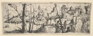 Landscape Fort Church River 1545 Etching Sheet Landscape Fort Church River 1545 Etching Sheet