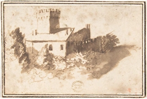 Landscape Fortified Building 1624-63 Pen brown ink Landscape Fortified Building 1624-63 Pen brown ink