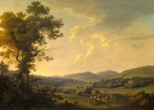 Landscape with Haymakers and a Distant View of a Georgian House Georgian House in Landscape with Haymakers and a Distant View of a Georgian House Georgian House in